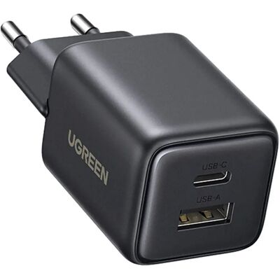 UGREEN X514 GaN hálózati töltő USB + USB-C 20W fekete UGREEN X514 GaN hálózati töltő USB + USB-C 20W fekete