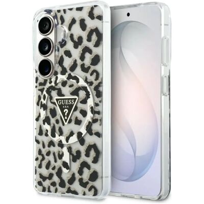 GUESS IML Leopard Print Triangle MagSafe mágneses tok Samsung Galaxy S26 fekete SP113734 GUESS IML Leopard Print Triangle MagSafe mágneses tok Samsung Galaxy S26 fekete SP113734