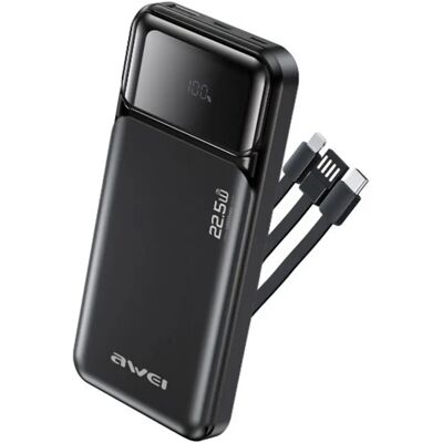 AWEI PA-91 vésztöltő USB+2 Type-C aljzat 10000mAh 22.5W gyorstöltő fekete AWEI PA-91 vésztöltő USB+2 Type-C aljzat 10000mAh 22.5W gyorstöltő fekete