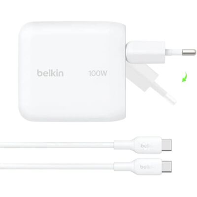 Belkin BOOSTCHARGE 100W USB-C GaN töltő 1.5m USB-C/USB-C kábellel WCH025KQ1.5WHB6 Belkin BOOSTCHARGE 100W USB-C GaN töltő 1.5m USB-C/USB-C kábellel WCH025KQ1.5WHB6