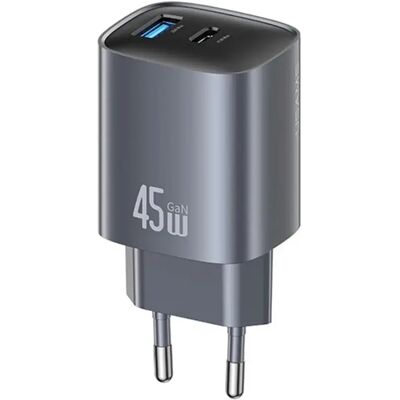 USAMS T66 hálózati töltő USB+Type-C aljzat 45W GaN PD gyorstöltő SÖTÉTSZÜRKE CC290TC01 USAMS T66 hálózati töltő USB+Type-C aljzat 45W GaN PD gyorstöltő SÖTÉTSZÜRKE CC290TC01