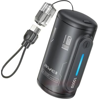 AWEI WP-117 vésztöltő 3 Type-C aljzat 10000mAh 22.5W PD gyorstöltő + Type-C kábel fekete AWEI WP-117 vésztöltő 3 Type-C aljzat 10000mAh 22.5W PD gyorstöltő + Type-C kábel fekete