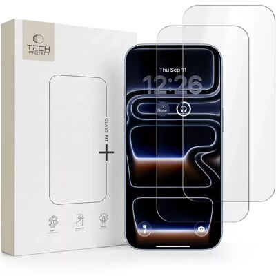 TECH-PROTECT Glass Fit+ kijelzővédő iPhone 18/17/16 Pro átlátszó 2db TECH-PROTECT Glass Fit+ kijelzővédő iPhone 18/17/16 Pro átlátszó 2db