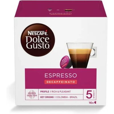 NESCAFE Dolce Gusto Espresso koffeinmentes kávékapszula 16x7 g NESCAFE Dolce Gusto Espresso koffeinmentes kávékapszula 16x7 g