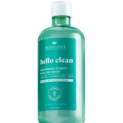 BIOBALANCE Hello Clean Tisztító micellás víz zsíros és aknéra hajlamos bőrre 500ml BIOBALANCE Hello Clean Tisztító micellás víz zsíros és aknéra hajlamos bőrre 500ml