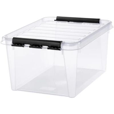 OEM SMARTSTORE Classic 31 Műanyag tárolódoboz 32 liter fekete fogantyúkkal és görgőkkel átlátszó OEM SMARTSTORE Classic 31 Műanyag tárolódoboz 32 liter fekete fogantyúkkal és görgőkkel átlátszó