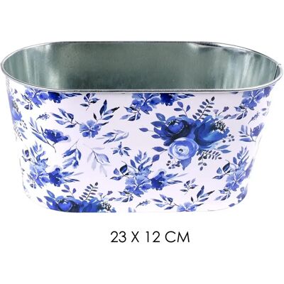 IRIS 81030 Bádog kaspó ovál kék virág 23x12cm IRIS 81030 Bádog kaspó ovál kék virág 23x12cm