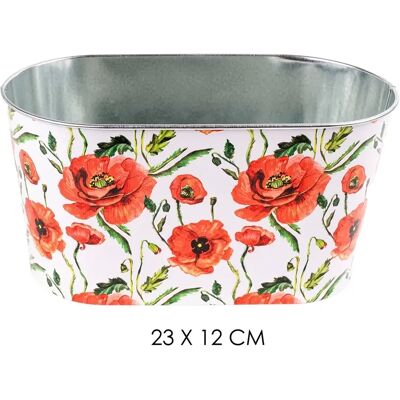 IRIS 81044 Bádog kaspó ovál piros pipacs 23x12cm IRIS 81044 Bádog kaspó ovál piros pipacs 23x12cm