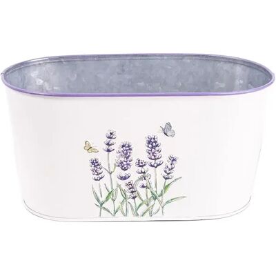 IRIS 81099 Bádog kaspó ovál levendula mintás fehér 23x12 cm IRIS 81099 Bádog kaspó ovál levendula mintás fehér 23x12 cm