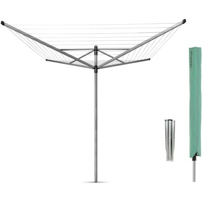 BRABANTIA Rotary Dryer Lift-O-Matic kerti ruhaszárító 50m. UV-álló. forgatható. D=45mm. állítható magasság. rögzítése földbe szúrható fém konzollal. védőzsákkal. metál szürke - 310966 BRABANTIA Rotary Dryer Lift-O-Matic kerti ruhaszárító 50m. UV-álló. forgatható. D=45mm. állítható magasság. rögzítése földbe szúrható fém konzollal. védőzsákkal. metál szürke - 310966