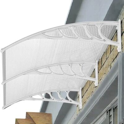OEM Műanyag előtető 240 x 90 cm dupla transzparens fehér színű fali tartóelemekkel OEM Műanyag előtető 240 x 90 cm dupla transzparens fehér színű fali tartóelemekkel