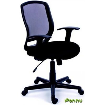 MAYAH Fun Irodai szék karfás fekete szövetborítás feszített hálós háttámla fekete lábkereszt MAYAH Fun Irodai szék karfás fekete szövetborítás feszített hálós háttámla fekete lábkereszt