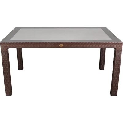 IRIS Barna műanyag kerti asztal rattan üveglappal 90x150cm GF-220BR IRIS Barna műanyag kerti asztal rattan üveglappal 90x150cm GF-220BR