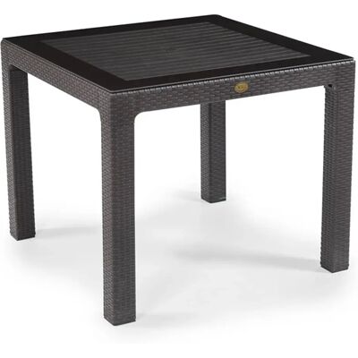 IRIS Műanyag kerti asztal rattan üveglappal barna 90x90cm GF-820BR IRIS Műanyag kerti asztal rattan üveglappal barna 90x90cm GF-820BR