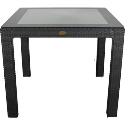 IRIS GF-820A antracit kerti asztal rattan üveglappal 90x90cm IRIS GF-820A antracit kerti asztal rattan üveglappal 90x90cm