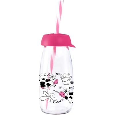 HEREVIN 111722-013P Cow & Milk üveg palack szívószállal 250ml HEREVIN 111722-013P Cow & Milk üveg palack szívószállal 250ml