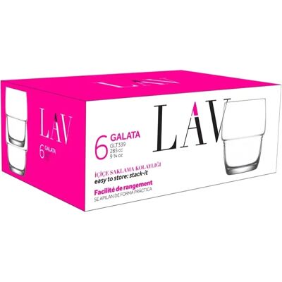 LAV LV-GLT339F Galata Whisky whiskys pohár szett 285ml 6 db-os LAV LV-GLT339F Galata Whisky whiskys pohár szett 285ml 6 db-os