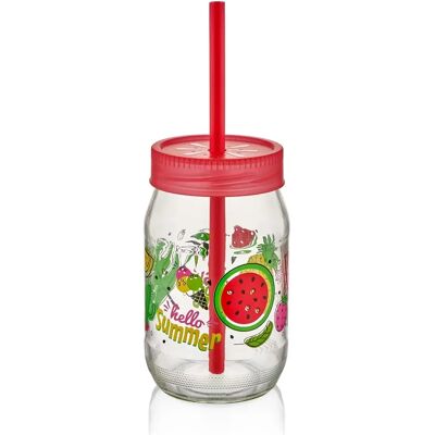 IRIS LUXPLASTIC C-00162 Spring üvegpohár szívószállal 380ml IRIS LUXPLASTIC C-00162 Spring üvegpohár szívószállal 380ml