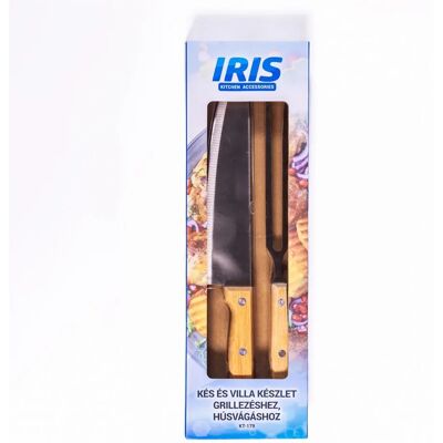 IRIS KT-179 Kés és villa készlet grillezéshez húsvágáshoz IRIS KT-179 Kés és villa készlet grillezéshez húsvágáshoz