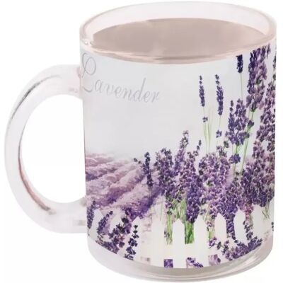 IRIS QX 102023 Bögre üveg levendula minta 9.7cm IRIS QX 102023 Bögre üveg levendula minta 9.7cm