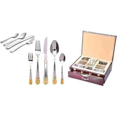 TIMELESS HOP1001062-2 Gourmet evőeszköz készlet 84 db-os Ezüst/Arany TIMELESS HOP1001062-2 Gourmet evőeszköz készlet 84 db-os Ezüst/Arany