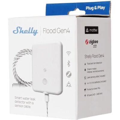 SHELLY Flood Gen4 vízfolyás / csőtörés érzékelő Wi-Fi Zigbee SHELLY Flood Gen4 vízfolyás / csőtörés érzékelő Wi-Fi Zigbee