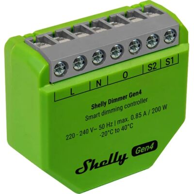 SHELLY Dimmer Gen4 Wi-Fi + Bluetooth okos fényerőszabályzó/dimmer relémodul zöld S4DM-0A101WWL SHELLY Dimmer Gen4 Wi-Fi + Bluetooth okos fényerőszabályzó/dimmer relémodul zöld S4DM-0A101WWL