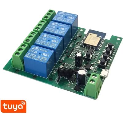 OEM TuyaSmart 4 csatornás Wi-Fi RF okosrelé 5V-32V AC/DC TUY-REL-532V-4RF OEM TuyaSmart 4 csatornás Wi-Fi RF okosrelé 5V-32V AC/DC TUY-REL-532V-4RF