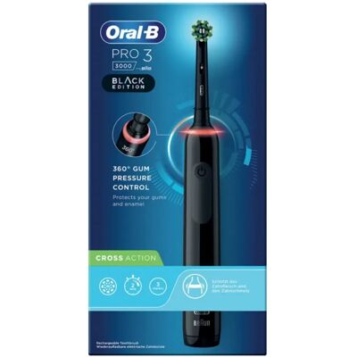 Oral-B Pro 3 3000 Elektromos fogkefe Cross Action fejjel fekete Oral-B Pro 3 3000 Elektromos fogkefe Cross Action fejjel fekete