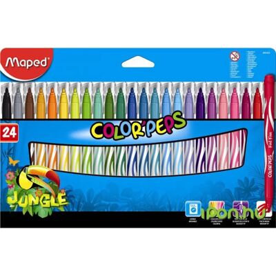 MAPED Color Peps Filctoll készlet 2.8 mm kimosható Jungle 24 különböző szín MAPED Color Peps Filctoll készlet 2.8 mm kimosható Jungle 24 különböző szín