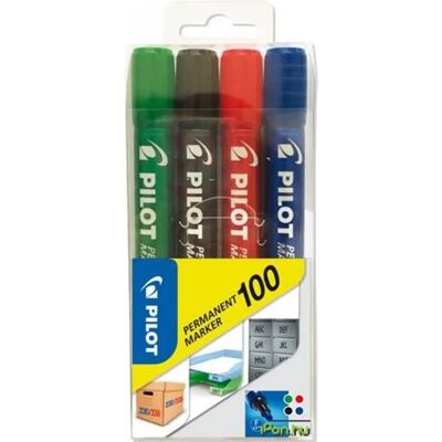 PILOT Permanent Marker 100 Alkoholos marker 1 mm kúpos 4 szín PILOT Permanent Marker 100 Alkoholos marker 1 mm kúpos 4 szín