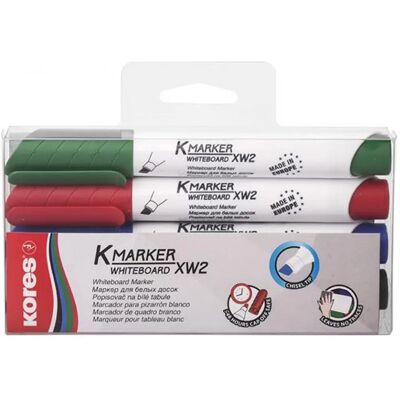KORES Tábla- és flipchart marker készlet 1-3 mm vágott K-Marker 4 különböző szín KORES Tábla- és flipchart marker készlet 1-3 mm vágott K-Marker 4 különböző szín