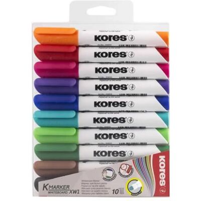 KORES Tábla- és flipchart marker készlet 1-3 mm vágott K-Marker 10 különböző szín KORES Tábla- és flipchart marker készlet 1-3 mm vágott K-Marker 10 különböző szín
