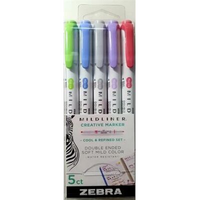 ZEBRA Mildliner Cool & Refined Szövegkiemelő készlet 1.0/3.5 mm kétvégű 5 szín ZEBRA Mildliner Cool & Refined Szövegkiemelő készlet 1.0/3.5 mm kétvégű 5 szín