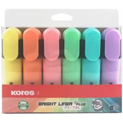 KORES Bright Liner Plus Pastel Szövegkiemelő készlet 0.5-5 mm 6 különböző szín KORES Bright Liner Plus Pastel Szövegkiemelő készlet 0.5-5 mm 6 különböző szín