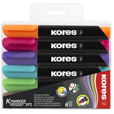 KORES Alkoholos marker 3-5mm kúpos K-Marker 6 különböző szín KORES Alkoholos marker 3-5mm kúpos K-Marker 6 különböző szín
