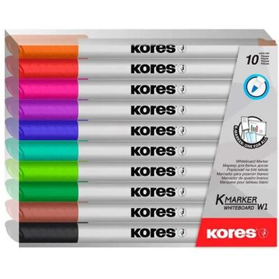KORES Tábla- és flipchart marker készlet 1-3 mm kúp K-Marker 10 különböző szín KORES Tábla- és flipchart marker készlet 1-3 mm kúp K-Marker 10 különböző szín