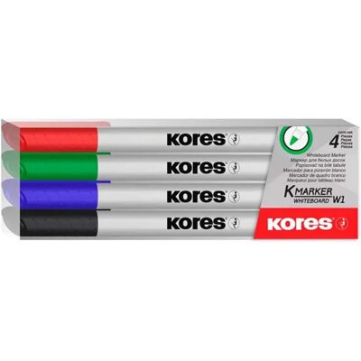 KORES Tábla- és flipchart marker készlet 1-3 mm kúp K-Marker 4 különböző szín KORES Tábla- és flipchart marker készlet 1-3 mm kúp K-Marker 4 különböző szín