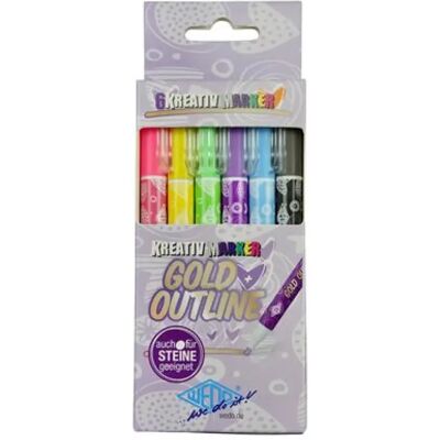 WEDO Filctoll készlet 1-2 mm metál arany 6 különböző színű kontúrral WEDO Filctoll készlet 1-2 mm metál arany 6 különböző színű kontúrral