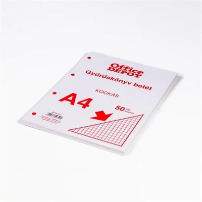 OFFICE DEPOT A4 50 lapos kockás gyűrűskönyv betét OFFICE DEPOT A4 50 lapos kockás gyűrűskönyv betét