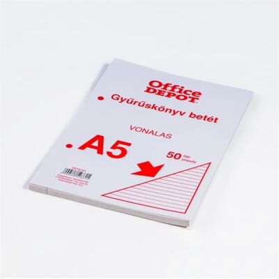 OFFICE DEPOT A5 50 lapos vonalas gyűrűskönyv betét OFFICE DEPOT A5 50 lapos vonalas gyűrűskönyv betét
