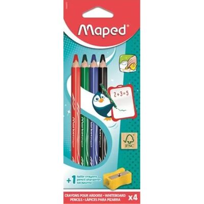 MAPED Táblaceruza készlet fehértáblához 4 szín hegyezővel MAPED Táblaceruza készlet fehértáblához 4 szín hegyezővel