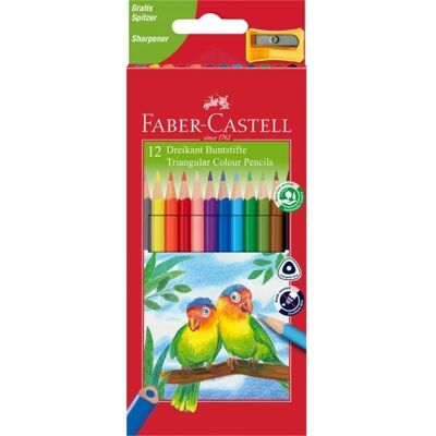 FABER-CASTELL Junior Papagáj háromszögletű színes ceruza készlet hegyezővel 12 szín FABER-CASTELL Junior Papagáj háromszögletű színes ceruza készlet hegyezővel 12 szín