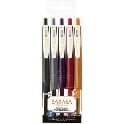 ZEBRA Sarasa Clip 0.5 Vintage2 5 Colour Set zseléstoll ZEBRA Sarasa Clip 0.5 Vintage2 5 Colour Set zseléstoll