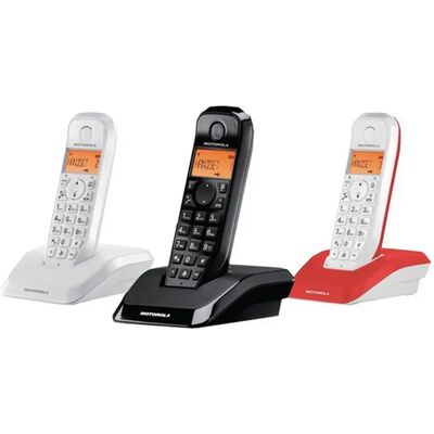 Motorola S1203 TRIO vezeték nélküli DECT telefon 3 kézibeszélő Fekete/Fehér/Piros C69000D48O3AES Motorola S1203 TRIO vezeték nélküli DECT telefon 3 kézibeszélő Fekete/Fehér/Piros C69000D48O3AES