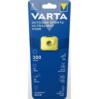 Varta H30R fejfény - 300 lm, Lime, IPX4 Varta H30R fejfény - 300 lm, Lime, IPX4