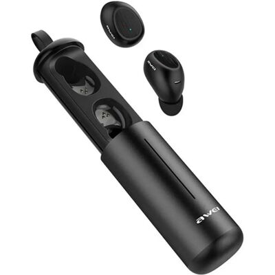 AWEI T55 bluetooth fülhallgató SZTEREO v5.0, extra mini + töltőtok, FEKETE AWEI T55 bluetooth fülhallgató SZTEREO v5.0, extra mini + töltőtok, FEKETE