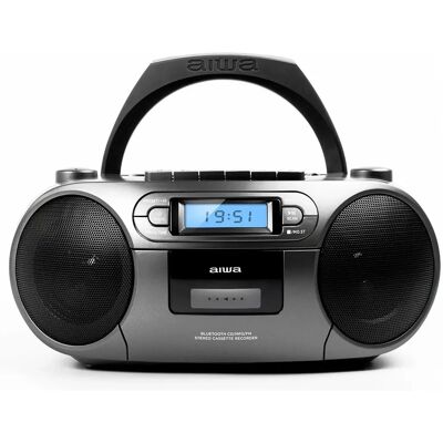 Aiwa Hordozható retro boombox CD/kazetta/Bluetooth szürke RC-250GY Aiwa Hordozható retro boombox CD/kazetta/Bluetooth szürke RC-250GY