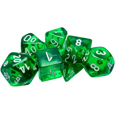 CHESSEX Translucent Polyhedral - zöld és fehér dobókocka készlet CHESSEX Translucent Polyhedral - zöld és fehér dobókocka készlet