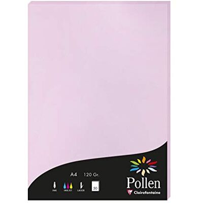 Clairefontaine 4252C Packung mit 50 Karten Pollen 120g, DIN A4, 21 x 29,7cm, Flieder Clairefontaine 4252C Packung mit 50 Karten Pollen 120g, DIN A4, 21 x 29,7cm, Flieder
